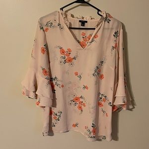 Pink floral Ann Taylor blouse.